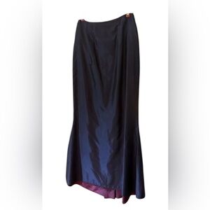 CRIMSON by Lawrence Kurtz Blue Satin‎ long Full Length Ballgown Elegant Skirt 8